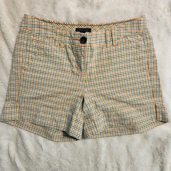 Tommy Hilfiger Pants - Tommy Hilfiger Green and Orange Checkered Shorts